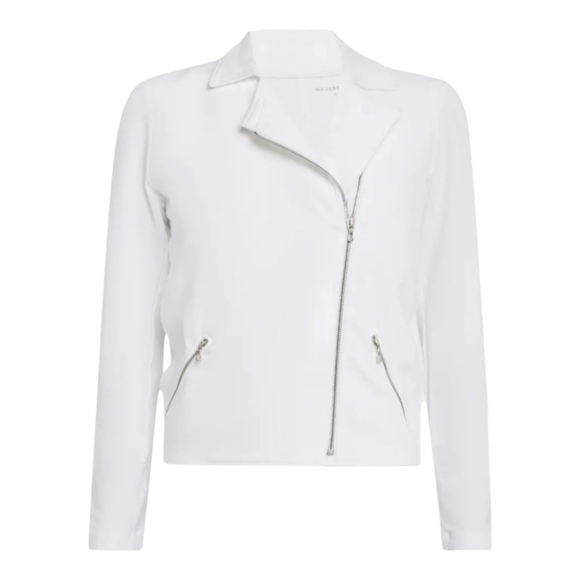 Majestic Filatures Jackets & Blazers - Majestic Filatures Womens Jacket White Size XL EU 4 French Terry Moto Full Zip